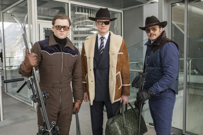 Starring in the sequel "Kingsman: The Golden Circle" are, from left, Taron Egerton, Colin Firth and Pedro Pascal. GILES KEYTE/TWENTIETH CENTURY FOX