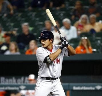 Red Sox reserve infielder Tzu-Wei Lin, shown batting against the Orioles on Monday, has stepped up to play solid defense and contribute key hits. [AP Photo/Patrick Semansky]
