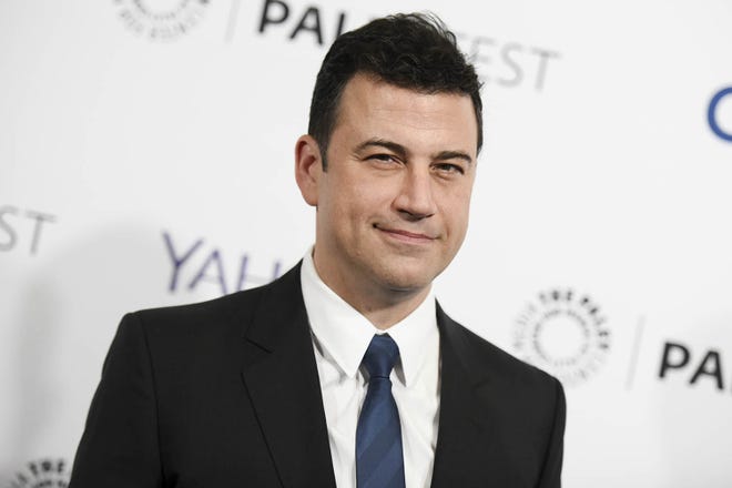 FILE - In this March 8, 2015, file photo, Jimmy Kimmel arrives at the 32nd Annual Paleyfest : "Scandal" held at The Dolby Theatre in Los Angeles. Kimmel said on Sept. 19, 2017, that Republican Sen. Bill Cassidy þÄúlied right to my faceþÄù by going back on his word to ensure any health care overhaul passes a test the Republican lawmaker named for the late night host.  (Photo by Richard Shotwell/Invision/AP, File)