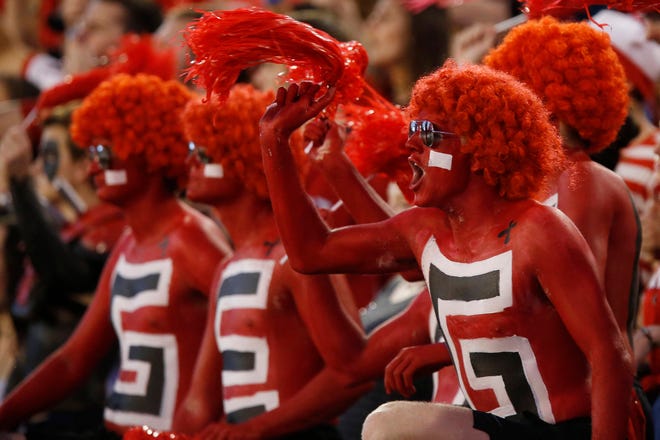 Fans root on Georgia in the first half NCAA college football game between Georgia and Mississippi State in Athens, Ga., Saturday, Sept. 23, 2017. (Photo/Joshua L. Jones, Athens Banner-Herald)
