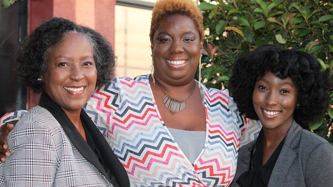 From left, Debra Dupree, pastor of Zion Praise and Worship Apostolic Ministries; Dawn Burnside, founder of Youth 4 Success; and Dupree’s daughter, Sinclaire Lewis, a youth ministry leader at Zion Praise. Dupree is supporting Burnside in her youth advocacy efforts. Photo by Christine Bolaños