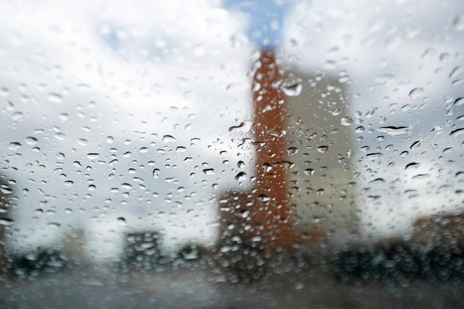 The NTS building seen through rain drops on a wind shield Monday September 25, 2017, in Lubbock, Texas. (Mark Rogers/A-J Media)
