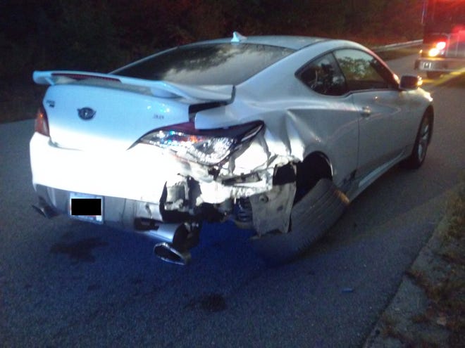 A 2015 Hyundai Genesis, operated by Nicholas Van Derpoel, and a 2012 Mazda 3, operated by Scott Vallimont, were involved in a crash Tuesday morning in Rochester. [Courtesy/Rochester Police]