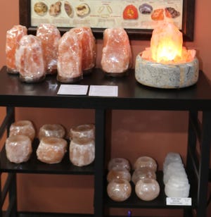 Salt lamps are sold at the new Enlightenings business in Somerset.