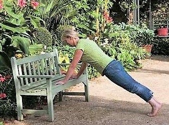 Garden benches and steps can be used as props to stretch and warm up before gardening. [Courtesy Photo]