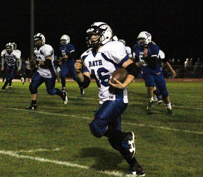 Bath-Haverling RB Connor DiDomineck races to the end zone for a touchdown. [CHRIS POTTER/WELLSVILLE DAILY]