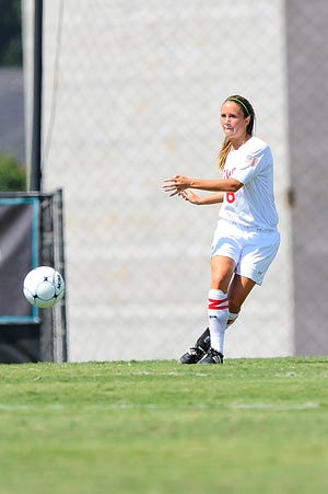 Tina Frost is seen on the soccer field while attending Gardner-Webb University. She was one of hundreds injured Sunday in Las Vegas. [Special to The Star]