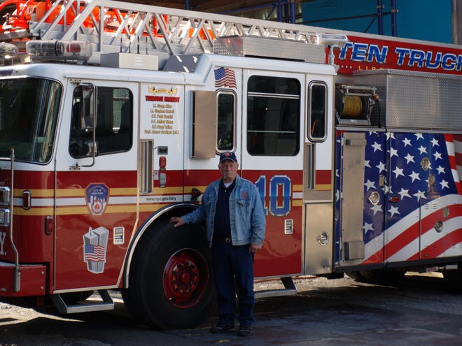SUBMITTED PHOTO 

Carrollton Fire Chief Tom Mesler stands with a ladder truck at Ladder 10 in New York City.