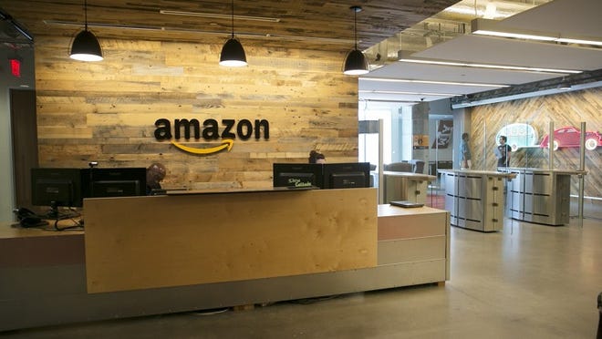 The lobby of the Amazon offices near the Domain on Wednesday, September 14, 2016.