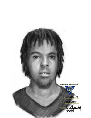 The New Jersey State Police's Forensic Artist Unit has released this composite sketch of a man who allegedly threatened a pedestrian with a gun.