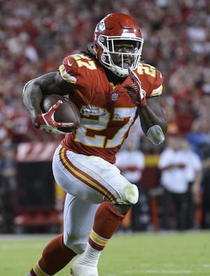 Chiefs rookie running back Kareem Hunt leads the NFL in rushing with 502 yards, having surpassed 100 yards in three of his four games. [ASSOCIATED PRESS]