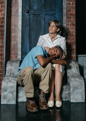 Michael Mendez as Usnavi shares a tender moment with Maite Uzal as his abuela in “In the Heights” at the Westcoast Black Theatre Troupe. 

[WBTT photo / Vutti Photography]