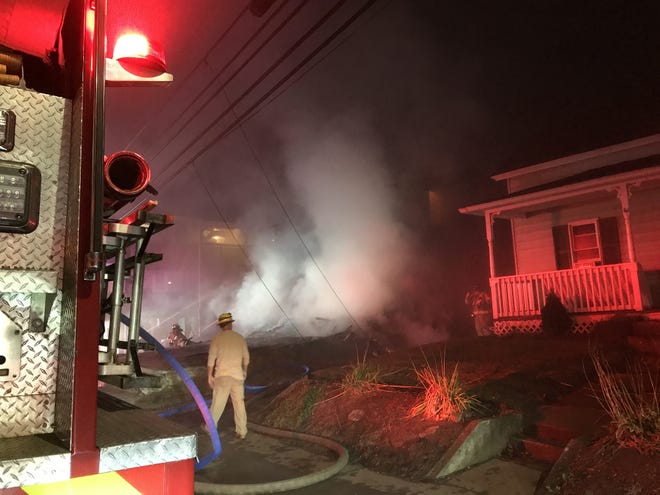 Crews battled a structure fire at a residence on 131 N. Main Street in Jewett City Friday morning, dispatchers said. The fire was called in at 5 a.m. and reported under control at 6 a.m. [Contributed/ QVEC-911]