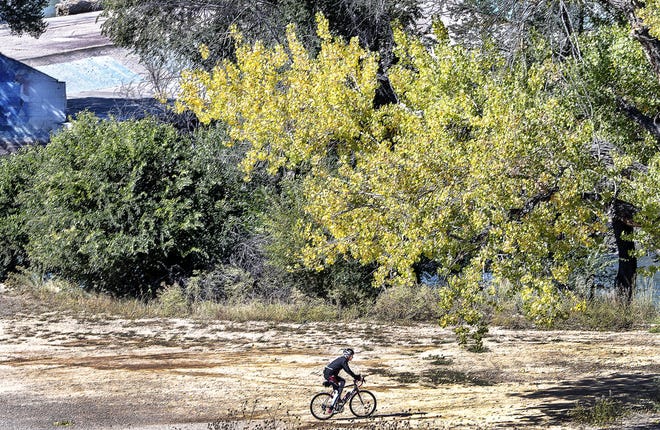 Everyone who has lived in Colorado for any time at all know how quickly the weather can change. Monday was cool and drizzly. Tuesday, it was sunny and warmer, so this bicyclist took to a trail just below City Park.