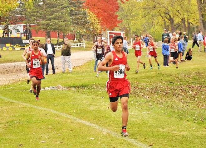A major key to the Coldwater win Tuesday was this group, led by Ayash Ahmed and followed by Mohamed Saleh, Adam Bailey and Kyle Foulk. JACKI BILSBORROW PHOTO