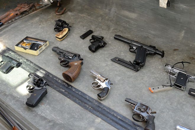 The city collected more than a dozen firearms during a gun buyback event Wednesday afternoon.