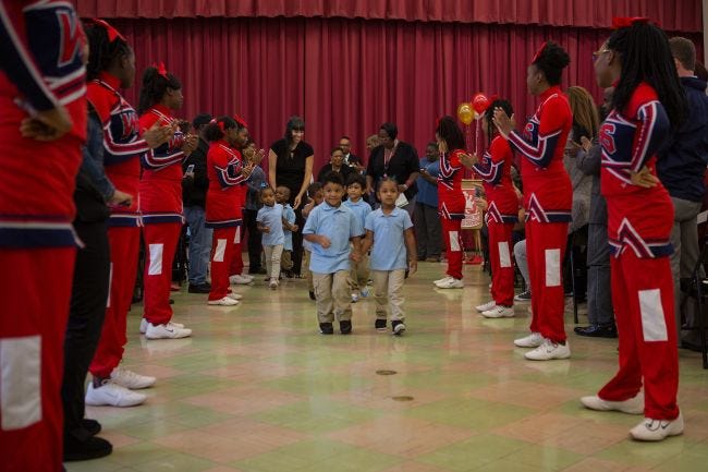Willingboro 3-year-olds start their first day of preschool with fanfare as part of a new program at Garfield East Elementary School.