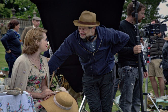 Andy Serkis give some direction to Claire Foy on the set of “Breathe.” [Teddy Cavendish]