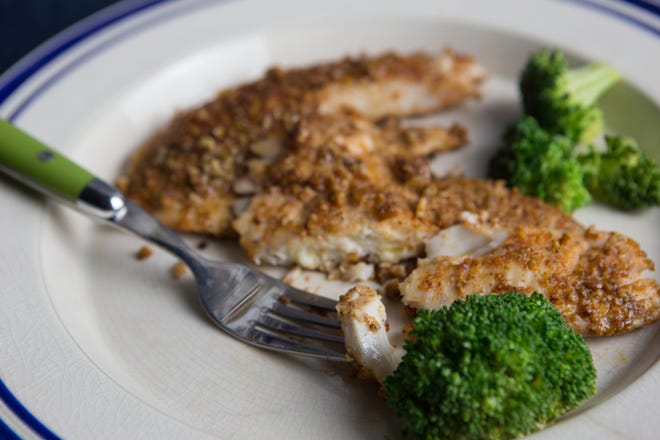 Pecan Crusted Tilapia adds a nutty, buttery crunch to the mild fish. [Jennifer Chase / The Washington Post]