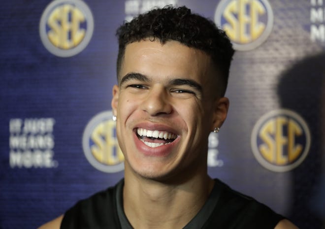 Missouri freshman Michael Porter Jr. answers questions at the SEC media day Wednesday. Porter was picked as a preseason co-player of the year in a media poll. [Mark Humphrey/The Associated Press]