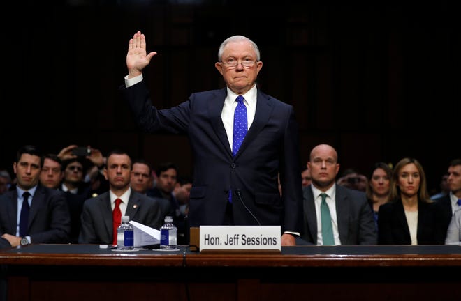 Attorney General Jeff Sessions is sworn in before the Senate Judiciary Committee on Capitol Hill in Washington, Wednesday, Oct. 18, 2017. (AP Photo/Carolyn Kaster)