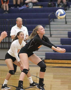 Emma Bronstetter of Sturgis passes off to a teammate on Thursday against Edwardsburg.