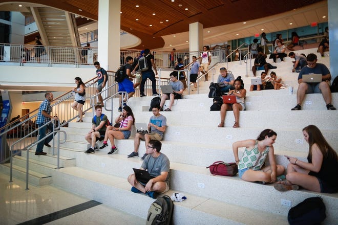 University of Florida students gather between classes at the Reitz Union. [File]