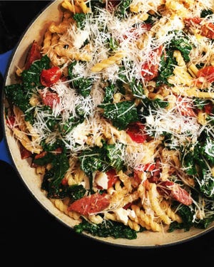 Baked Pasta With Roasted Tomatoes, Sausage and Kale. [Photo/Lynda Balslev/TasteFood]