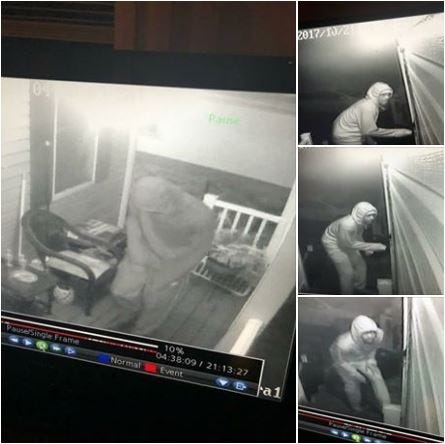 A surveillance photo released by New Brighton Area police shows a burglary suspect, reportedly in the 700 block of 10th Street. [New Brighton Area Police Department]