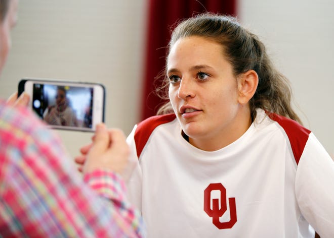 Graduate student Maddie Manning is back for her final season of eligibility, and she knows she has to be a scorer for the women's basketball team. [PHOTO BY NATE BILLINGS, THE OKLAHOMAN]