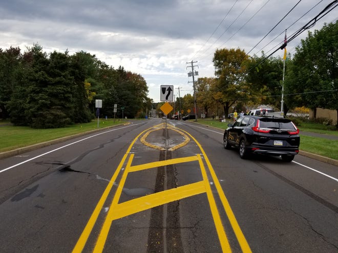 Lower Makefield police will install temporary chicanes from the township building to the railroad tracks on Edgewood Road by Friday. [Photo courtesy of Lower Makefield Township Police Department]