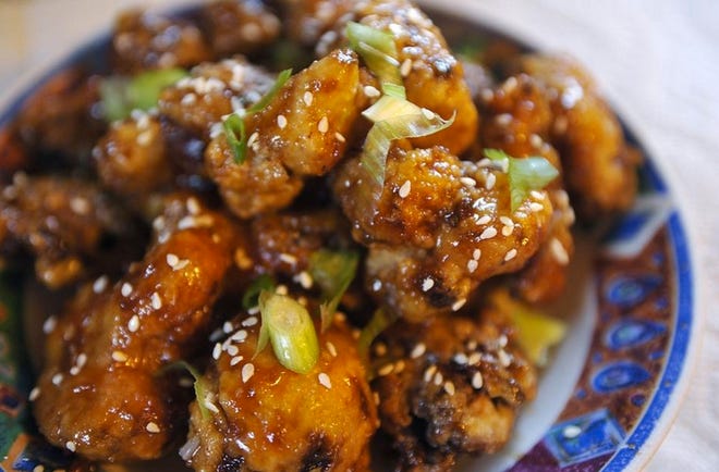 Cauliflower with Asian glaze. [Greg Wholford/Erie Times-News]