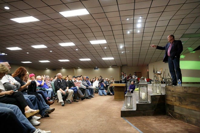 U.S. Rep. Ted Yoho, R-Gainesville, speaks at a town hall event at Countryside Baptist Church in March. [Brad McClenny/The Gainesville Sun]