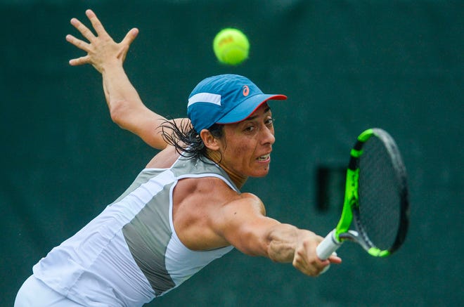Francesca Schiavone plays against Aleksandra Krunic during the Wilde Lexus Women's Open at The Oaks Country Club in Osprey on March 29, 2016. [FILE PHOTO]