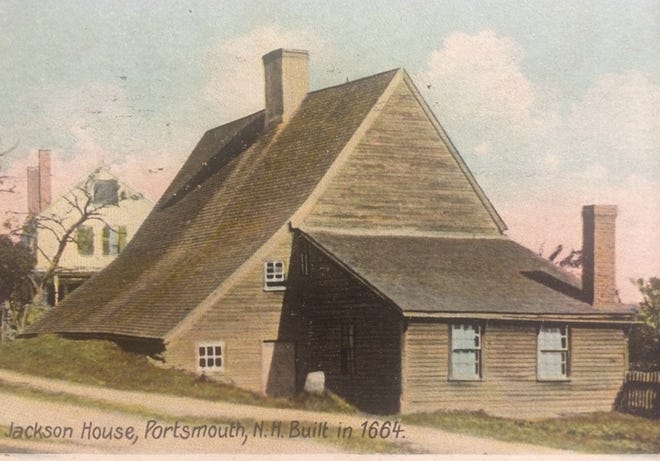 This 1909 postcard depicts Portsmouth's 1664 Jackson House, the oldest surviving wood-frame structure in New Hampshire. [Courtesy photo]