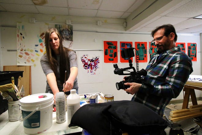 Jessica Gilbert, left, with filmmmaker Jeffrey Gould during the filming of Quiet Please, a documentary about the condition misophonia. [PHOTO PROVIDED]