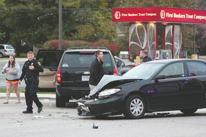Two vehicles were involved in a collision Tuesday evening at Adams and North