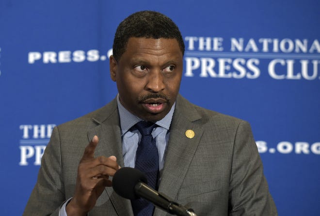 The NAACP has decided to hire its interim leader, Derrick Johnson, as its 19th president and CEO, the board of directors decided on Saturday. [AP Photo/Susan Walsh, File]