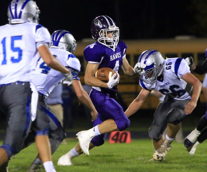 Jayke Longarini and the Marshwood High School football team are the No. 1 seed for the Class B South tournament after their 8-0 regular season. They'll host No. 8 Mt. Ararat in a quarterfinal game tonight at 6 in South Berwick, Maine.
[Ioanna Raptis/Seacoastonline]