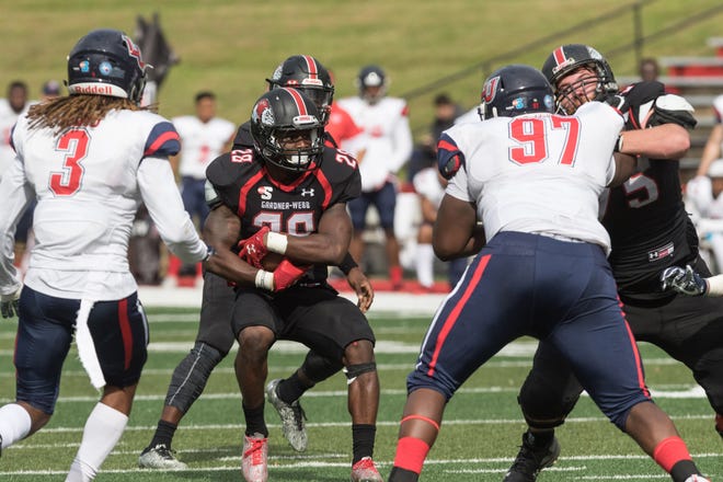 Gardner-Webb sophomore Jaylin Cagle had a career day against Libery Saturday at Ernest W. Spangler Stadium. Cagle rushed for 179 yards and a touchdown in GWU's 33-17 loss to the Flames. [Photo courtesy of GWU Athletics]