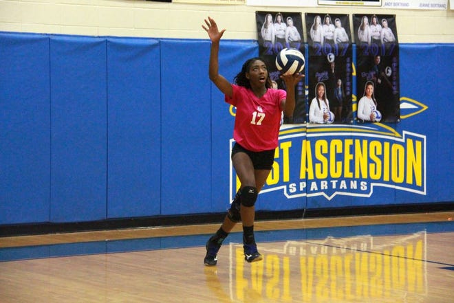 Diamond Jones and East Ascension earned the No. 3 seed in the Division-I volleyball playoffs. Photo by Kyle Riviere.
