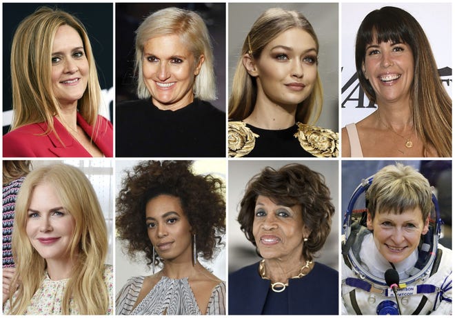 Glamour's Women of the Year Honorees include: top row from left, comedian Samantha Bee, Italian designer Maria Grazia Chiuri, model Gigi Hadid, and director Patty Jenkins; bottom row from left, actress Nicole Kidman, singer Solange Knowles, Rep. Maxine Waters and astronaut Peggy Whitson. [The Associated Press]