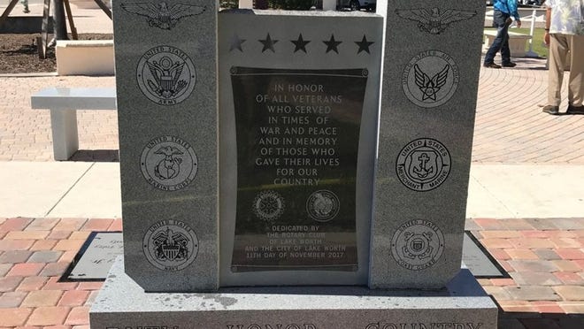 This new plaque dedicated to all memorials will be unveiled on Nov. 11 at Lake Worth’s “Veteran’s Day Parade and Ceremony of Honor” event. (Contributed)