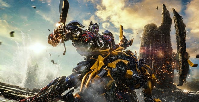 Optimus Prime and Bumblebee in "Transformers: The Last Knight." [Paramount Pictures]