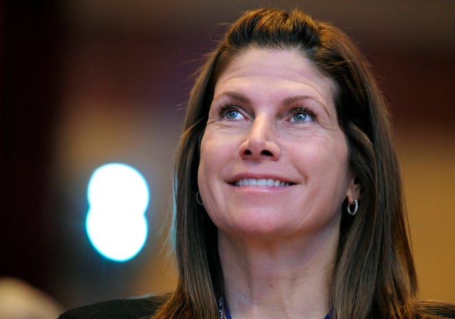 FILE - In this Feb. 12, 2011, file photo, then-Rep. Mary Bono, R-Calif., listens at the Conservative Political Action Conference (CPAC) in Washington. One current and three former female members of Congress tell The Associated Press they have been sexually harassed or subjected to hostile sexual comments by their male colleagues while serving in the House. For years Bono endured the increasingly suggestive comments from a fellow lawmaker in the House. But when the congressman approached her on the House floor and told her he’d been thinking about her in the shower, she’d had enough. (AP Photo/Cliff Owen, File)