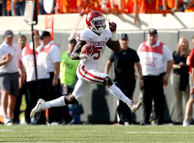 Oklahoma's Marquise Brown is one of several members of the 2017 recruiting class who are having a major impact for the Sooners this season. [PHOTO BY SARAH PHIPPS, THE OKLAHOMAN]