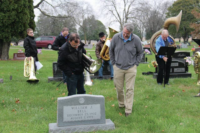 On Saturday, Nov. 4, a herd of tuba players gathered to honor the legacy of renown tubist, William Bell during the annual William Bell Memorial Tuba and Euphonium Day. The day began at noon on Saturday with special practices and performances, followed by a final performance at the site of Mr. Bell’s grave in Violet Hill Cemetery. PHOTO BY KILEY WELLENDORF/THE PERRY CHIEF