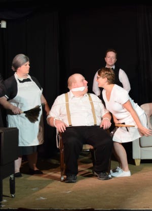 R-Act Theatre rehearses a scene for September's production of "Death & Detectives." The Rochester-based theater group celebrates 25 years of community theater. [Submitted]