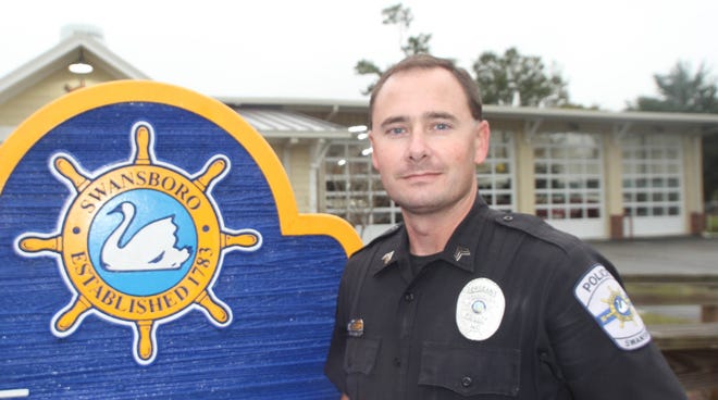 Swansboro Police Department Sgt. Tom Peluso had always wanted to serve his fellow man and has found a career in law enforcement as a path to achieving that dream. [Mike McHugh/The Daily News]