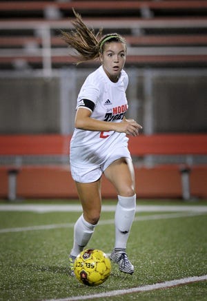 Moon's Delaney Snyder figured in on all four goals, scoring two of them, in a 4-0 win over Fleetwood on Saturday. [Sally Maxson/BCT staff file]